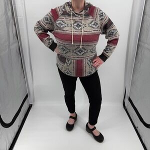 Brooklyn Cloth Aztec Hoodie Southwestern Fleece Pullover L Unisex Boho Western